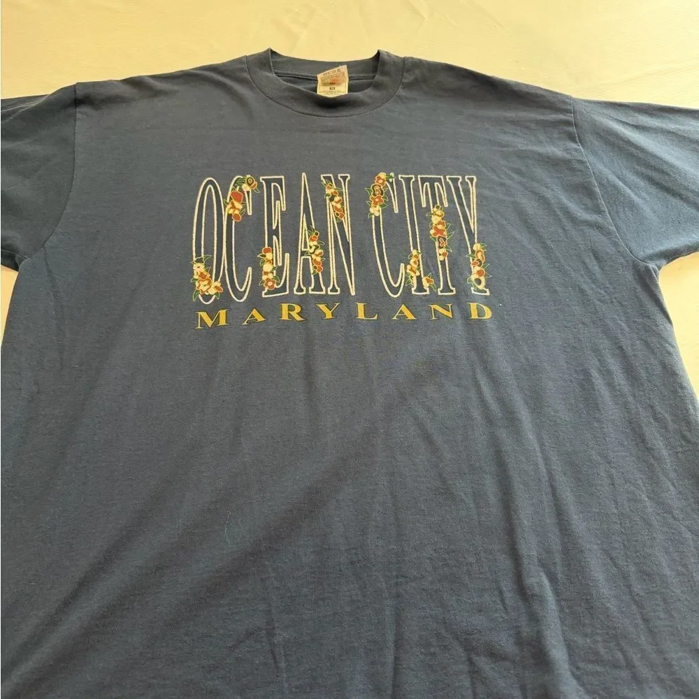 Ocean City Maryland Navy Blue Single Stitch Vintage T-Shirt Size XL